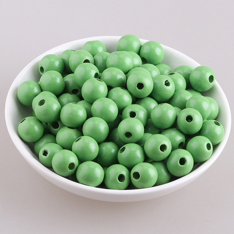 Accesorios de joyería de bricolaje color loto cuentas redondas de madera color caramelo cuentas de madera macarons cuentas de madera al por mayor