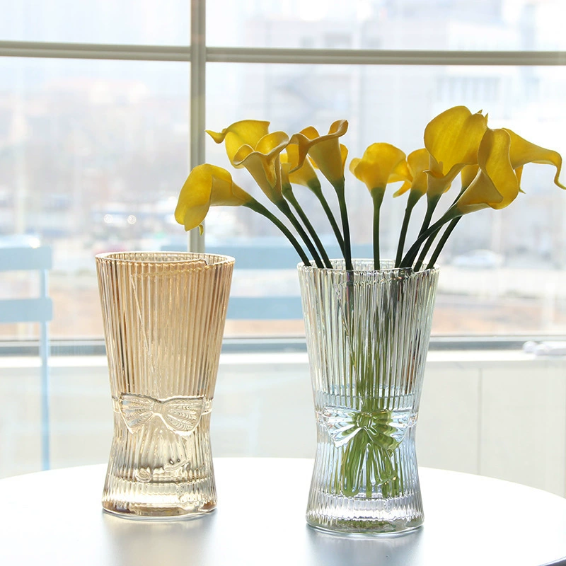 Лук стеклянная ваза прозрачная гидропонная зеленая лилия богатая бамбуковая лилия розовая ваза для гостиной цветочная композиция для гостиной украшения