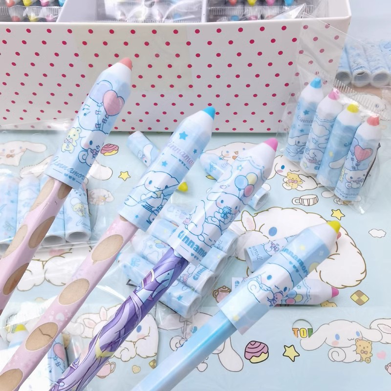 Sanrio perro de orejas grandes Yugui perro tapa de lápiz tapa de la pluma de la escuela primaria estudiante de dibujos animados lindo lápiz de aspecto alto cubierta protectora.