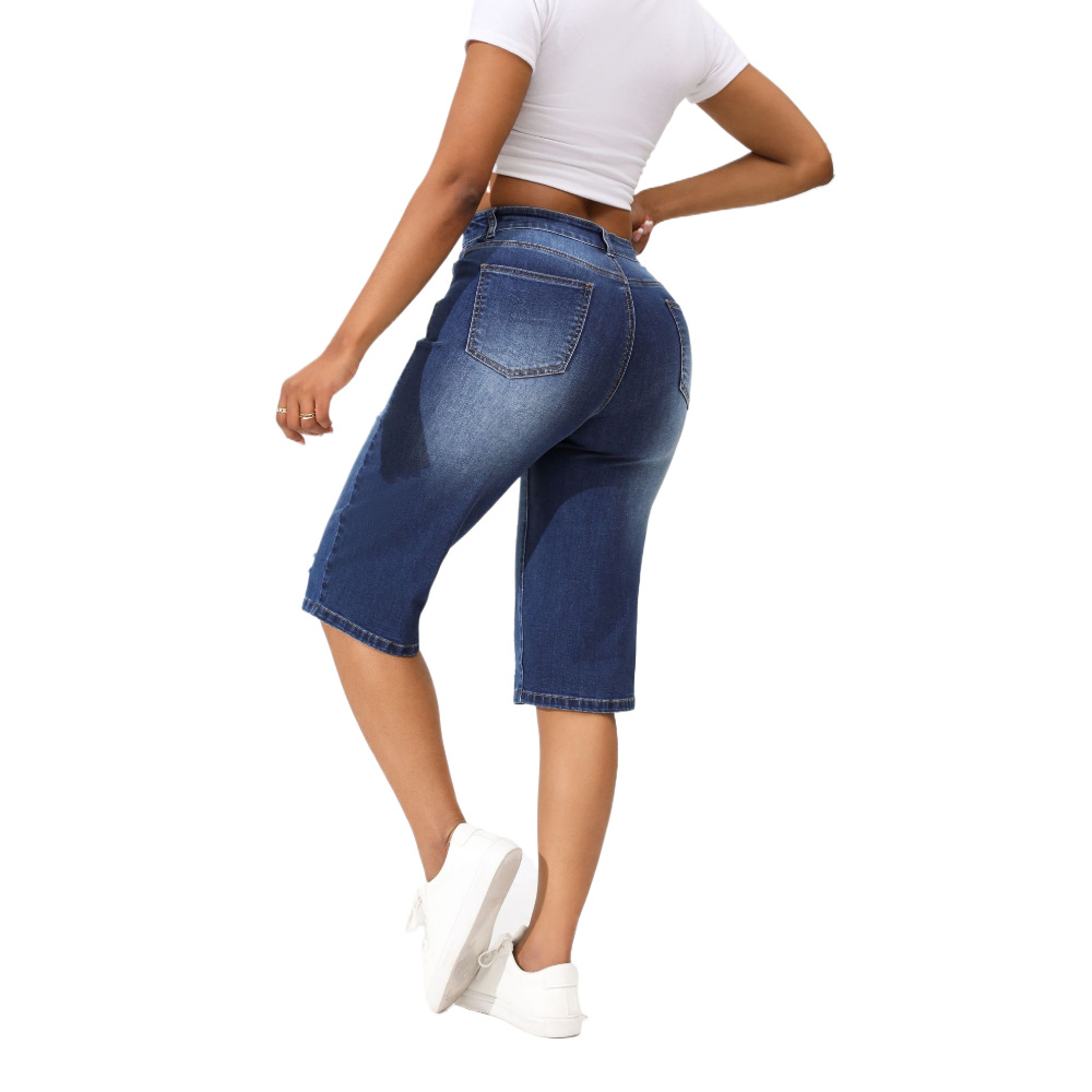 Pantalones vaqueros cortos rotos de estilo europeo y americano para mujer, novedad de verano 2026, pantalones holgados de pierna recta, directo de fábrica, en stock.