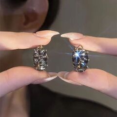 贅沢な高級感のある灰色の水晶の輪のイヤリングの女性のシンプルなファッションの耳の輪の冷たい風のネットの赤い耳の装飾の百合