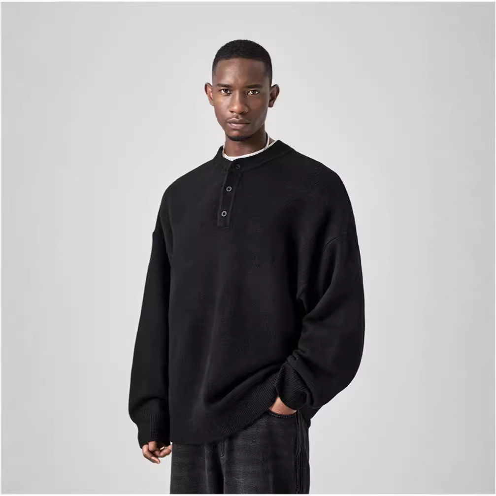 Unisex Polo Neck Sweater – Winter-Ready Knit Pullover (Machine Washable, Black/Grey, Relaxed Fit) Fashion Trends_voghion.com