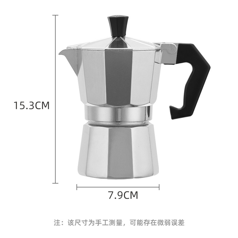 Olla de moca de aluminio para el hogar transfronterizo de Amazon, olla de extracción concentrada italiana, olla octogonal pequeña para oficina con válvula de cobre