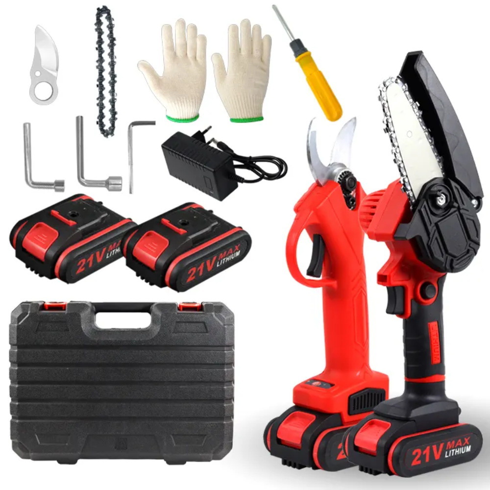 21V无线锂电池 锂电锯锂电剪二合一组合套装园林修剪伐木工具
