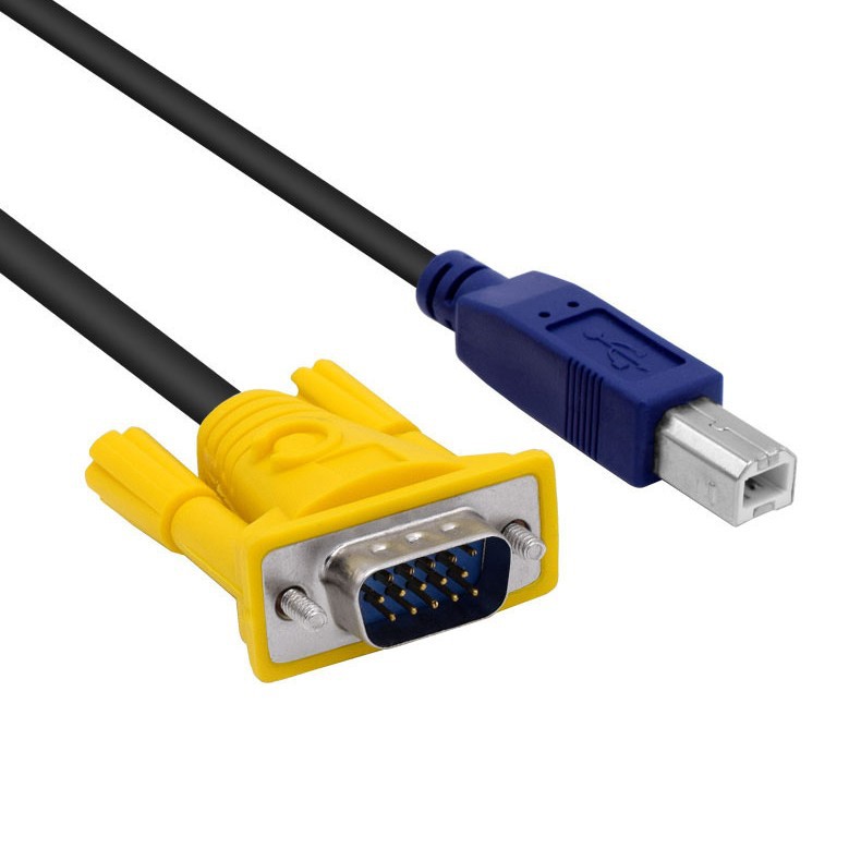 KVM连接线 1.5米VGA公对公+USBA/B USB口KVM切换器线 USB双并线