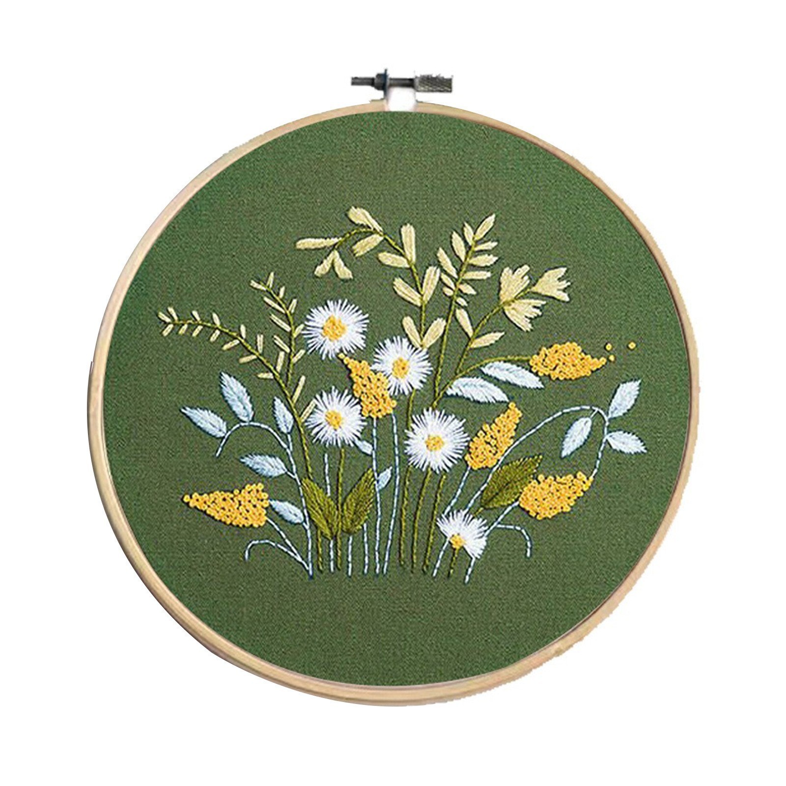 Lu bordado hecho a mano paquete de material de bricolaje decoración de la sala de estar colgando pintura transfronteriza descripción inglés flores brillantes y plantas traje image 23