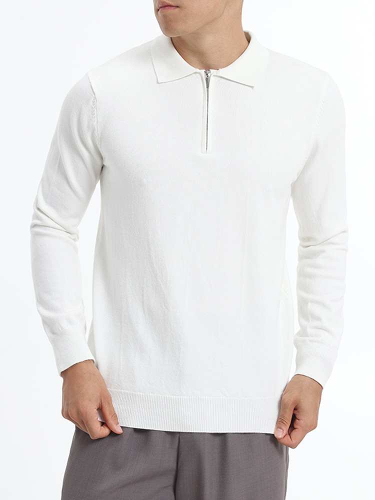 Otoño y invierno de hombre alta sensación de semiacremallera con solapa suéter de hombre de negocios casual hoodie polo jersey base hombre