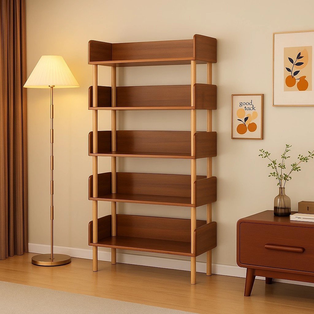Estante de libros estante de almacenamiento integrado contra la pared estante de almacenamiento de madera maciza estante de lectura multicapa para estudiantes domésticos