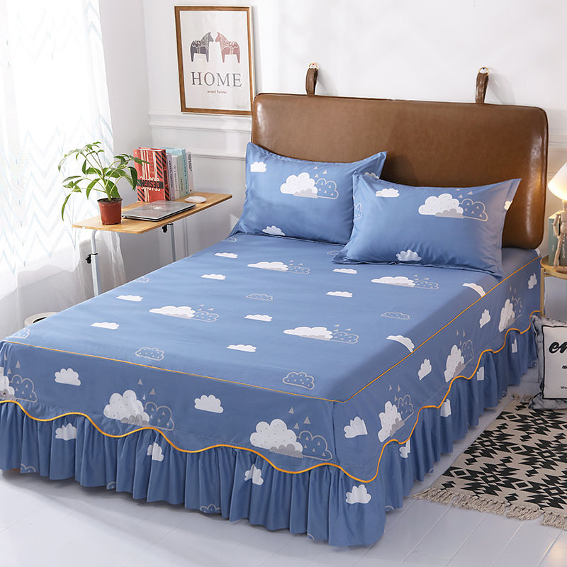Anti-Slip Popular Korean Style Single-Piece Bed Skirt Bedspread Non-Pilling Fitted Sheet Bed Skirt Bed Cover Mattress Protector