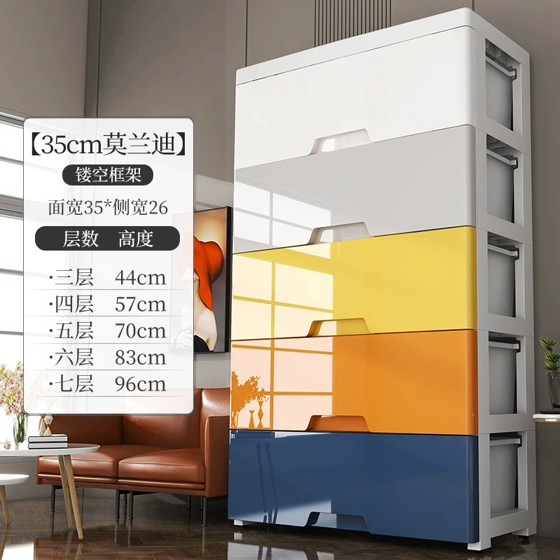 Plastic Drawer Storage Cabinet, 35/48/73 cm, Modular 3–7 Layer Drawers, Macaron/Morandi/White