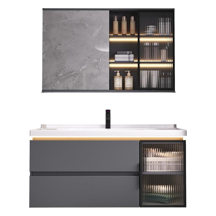 Estilo crema nuevo gabinete de baño lavabo de cerámica integrado lavabo gabinete combinación lavabo gabinete