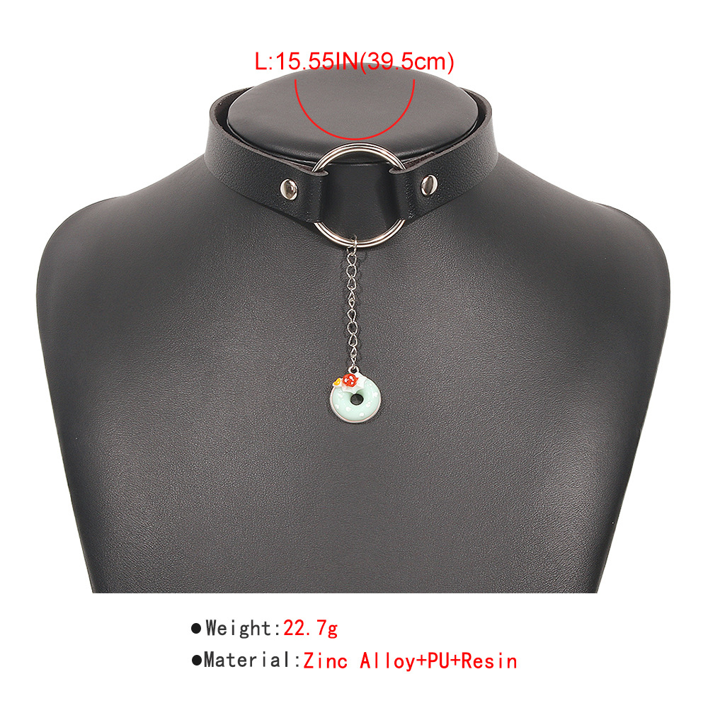 N9583 Europe And America Cross Border Pu Leather Necklace Simple Personality Neck Necklace Resin Exaggerated Geometry Short Necklace display picture 1