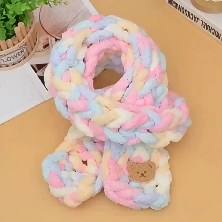 Зимний шерстяной шарф и вязаная шапка, ручная работа, DIY, плетёный тёплый стиль