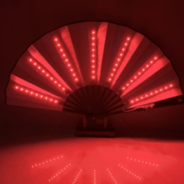 10-pulgadas LED luminoso ventilador discoteca plegable ventilador bar discoteca atmósfera Internet celebridad luminosa rendimiento apoyos tela de seda ventilador