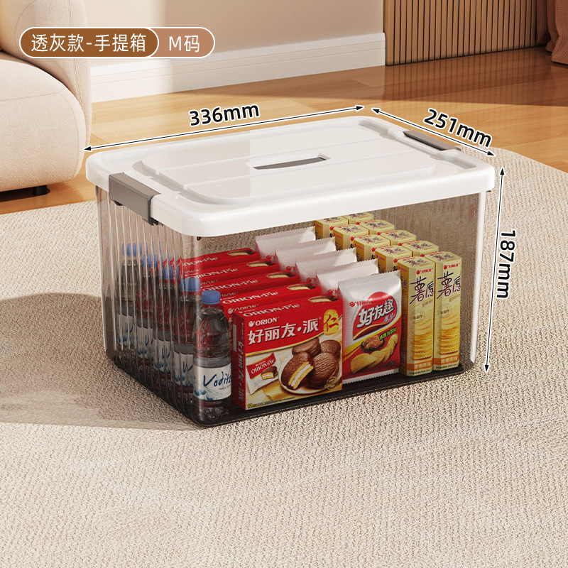 대형 사이즈, 투명 블랙 [길이 33.6*가로 25.1*높이 18.7cm] 손잡이 포함