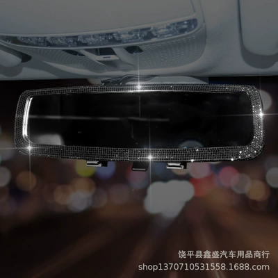 Decoration Collection, Sun visor rearview mirror - hot-diamond-rearview-mirror-black-diamond