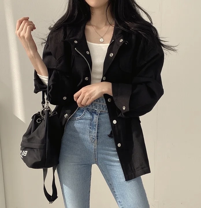Abrigo mujer retro otoño cortavientos entallado con cordón_voghion.com