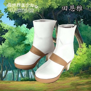 Adventure in a Different World: Tian Enya Cosplay Shoes for Girls Loli Anime Exhibition White High Heel Women's Boots