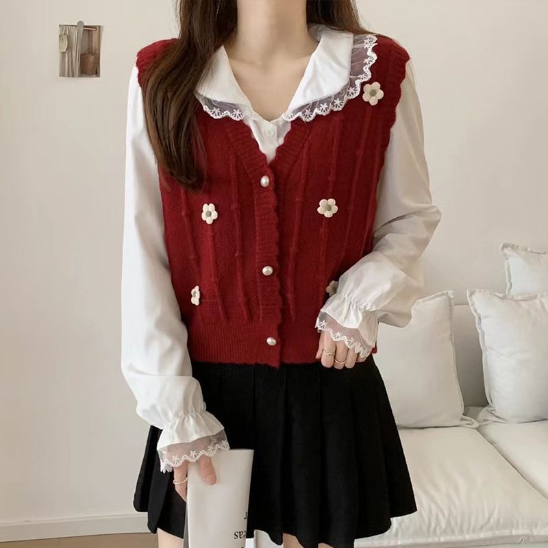2025春秋毛衣开衫针织马甲女款2025新款秋季女装叠穿短款马夹上衣|undefined