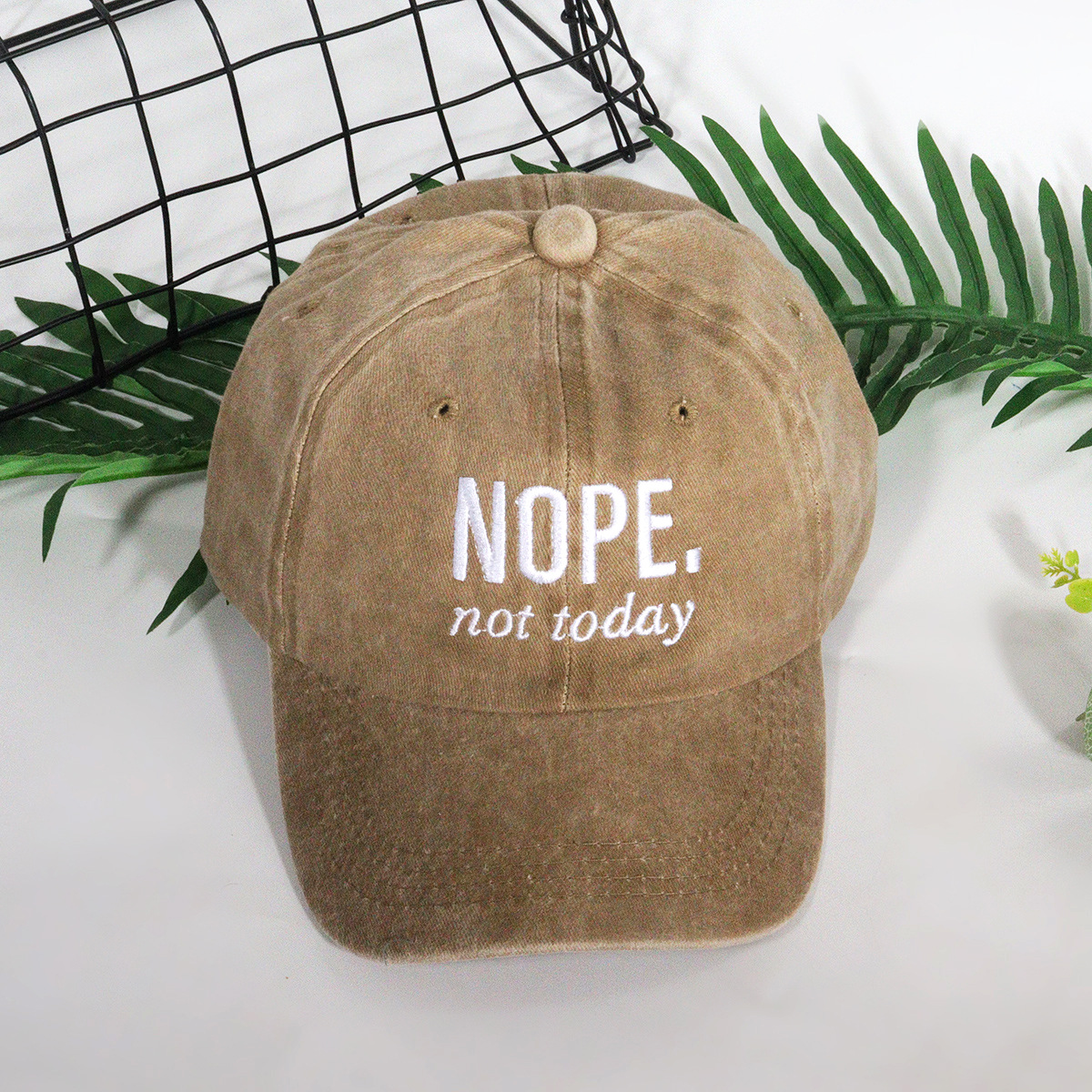 Unisex Casual hundred alphabets NOPE embroidered washed baseball cap curved cap ins style_voghion.com