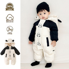 新起点服饰婴儿冬装连体衣宝宝冬季羽绒服新生儿加厚爬服外出抱衣