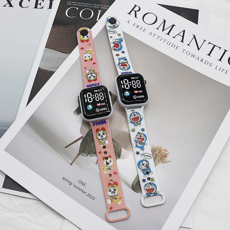 新款LED电子手表Y1地球卡通印花潮流时尚款运动学生儿童LED电子手