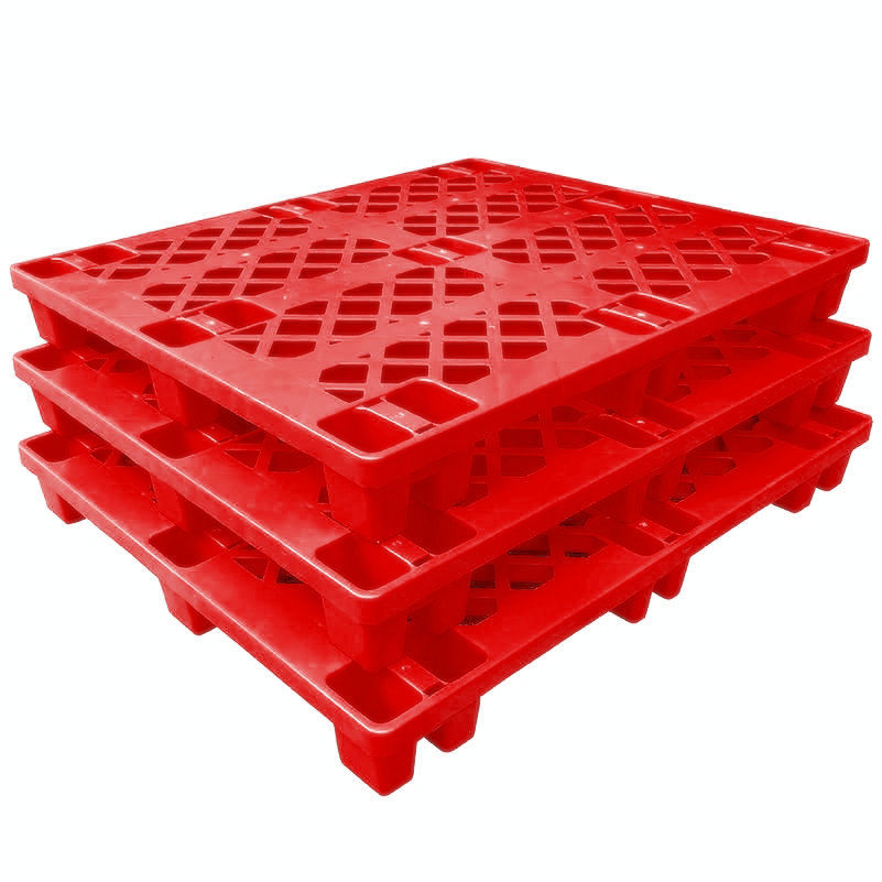 单面网格分叉九脚蓝色塑胶卡板1210塑料托盘叉车栈板仓储周转垫板