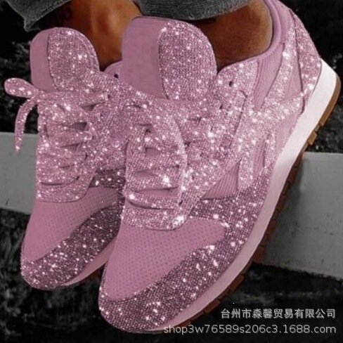 Large Size Sports Breathable Casual Shoes with Sequins for Autumn, New Platform Thick-Soled Women's Shoes with Rhinestones Large Size Sports Breathable Casual Shoes with Sequins for Autumn, New Platform Thick-Soled Women's Shoes with Rhinestones