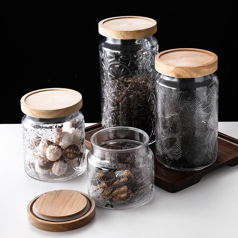 Taza de té de vidrio casera empaquetada separada y sellada Taza de vidrio cubierta de madera de bambú Taza de almacenamiento Taza de té verde Taza de té de crisantemo