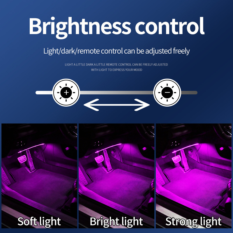 Coche USB Symphony luz ambiental para pies tira de luz decorativa LED de coche luz de ritmo de música de control remoto