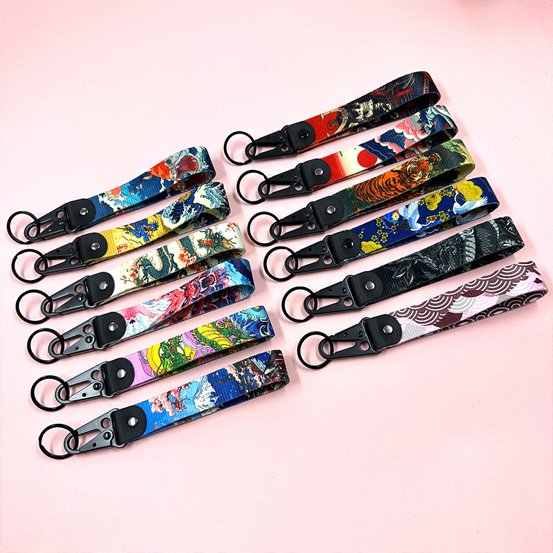 New Japanese-Style Ukiyo-E Mount Fuji, Waves, Tiger, Dragon, Carp, Hawkbill Keychain Pendant Wholesale