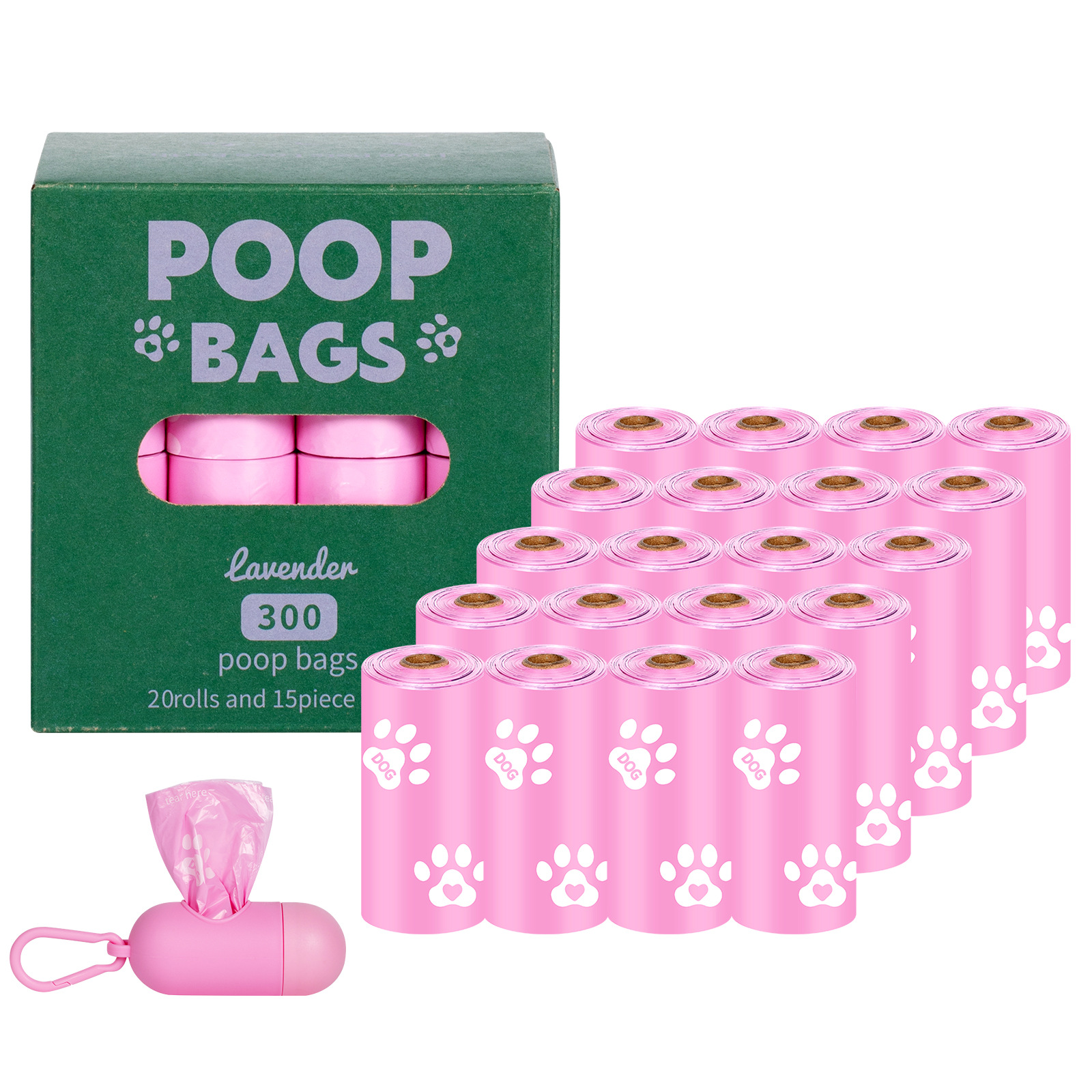 Nueva bolsa de mierda degradable ecológica para perros, bolsa de heces portátil, dispensador de clip de manos libres, bolsa de basura para mascotas