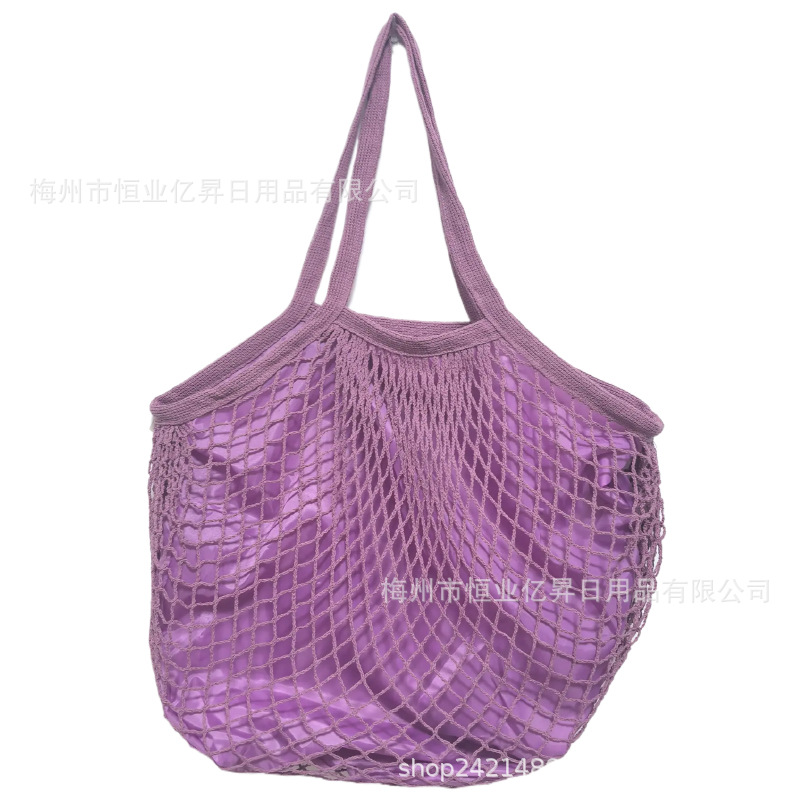 Bolsa de malla de algodón portátil al por mayor Bolsa de compras Supermercado Bolsa de malla de verduras y frutas Bolsa de compras Bolsa tejida hueca