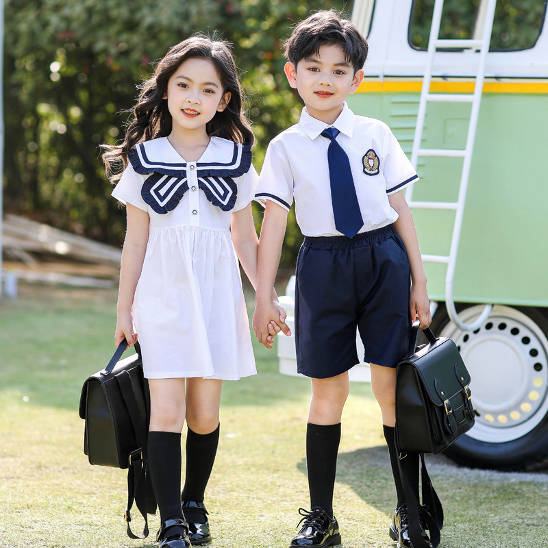 幼兒園園服夏裝新款小學生校服套裝學院風兒童班服六一合唱演出服