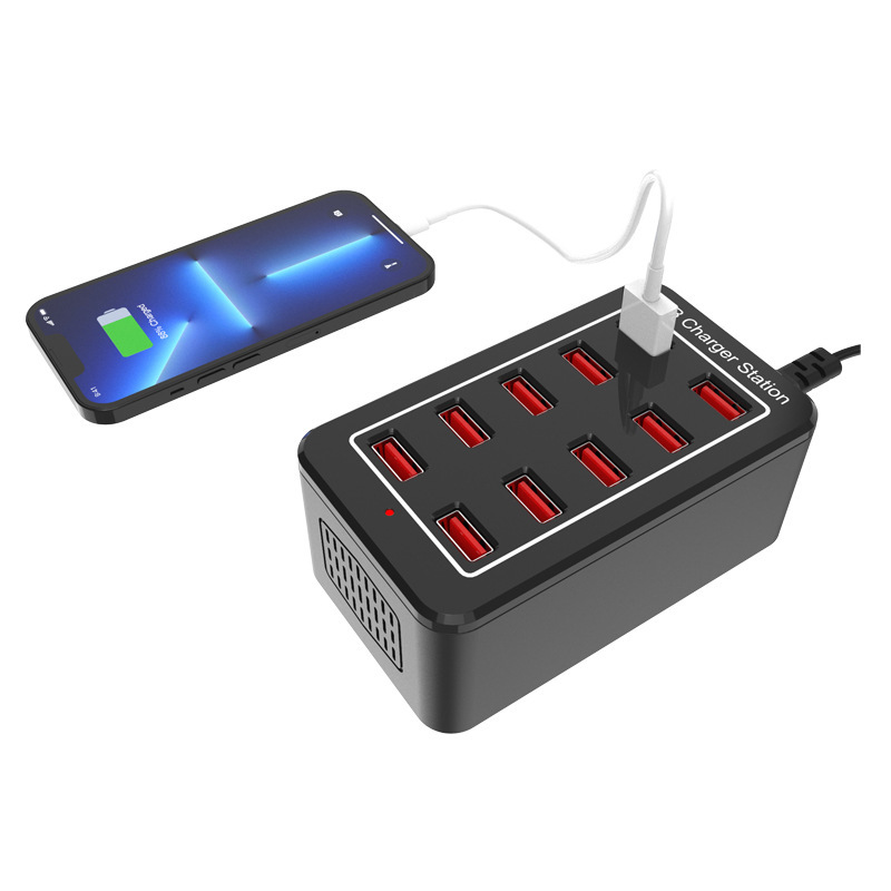 跨境专供10口USB50W多口充电器手机接口多功能大功率桌面工作室