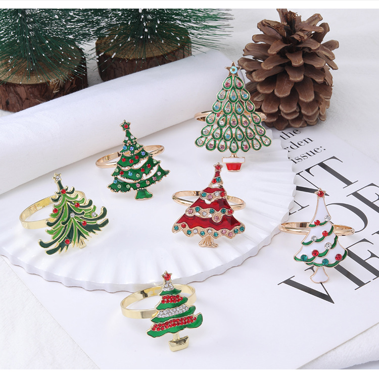 Christmas Cute Christmas Tree Alloy Napkin Rings 1 Piece display picture 2