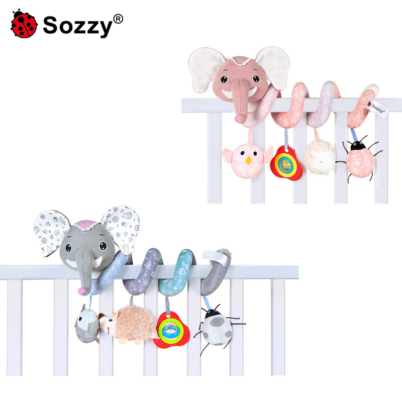 新品 SOZZY新生兒禮物大象床繞車掛寶寶音樂響鈴BB器早教毛絨玩具