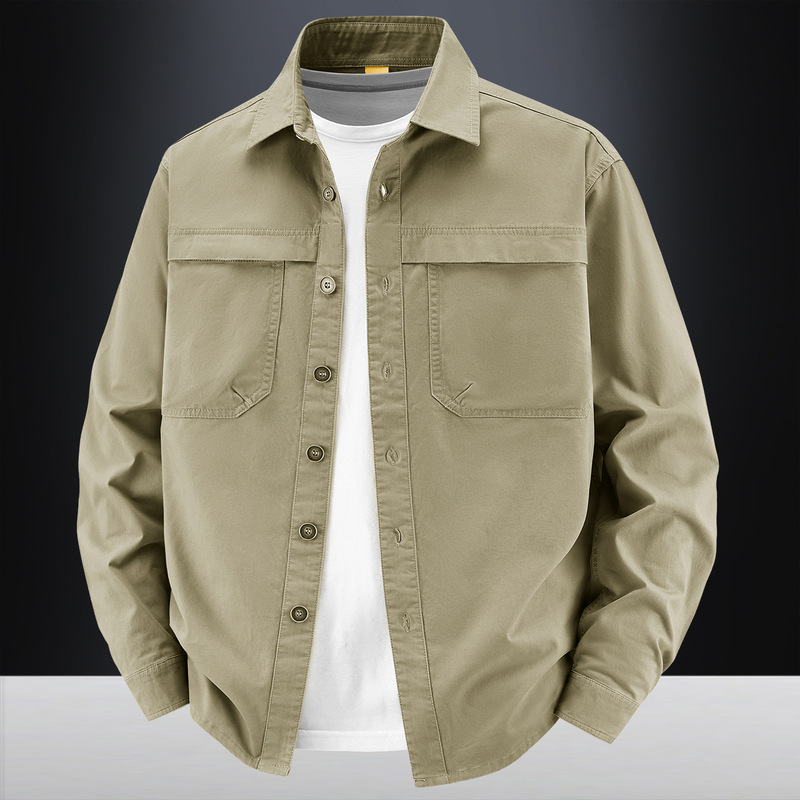 Classic workwear long-sleeve shirt for men, spring and autumn, pure cotton, turn-down collar, pocket, casual versatile shirt jacket Classic workwear long-sleeve shirt for men, spring and autumn, pure cotton, turn-down collar, pocket, casual versatile shirt jacket