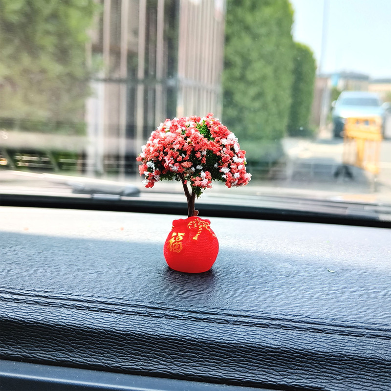 Creative Car Mini Tree Micro Landscape Simulation Flower Tree Car Console Cute Ornaments Fortune Bag Good Luck Tree