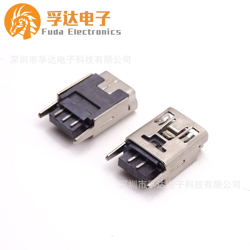 MINI USB 5P Female Socket Short Body MINI 5P Welding Wire TyPe B 180 Degree Pin Double-sided Soldering Points