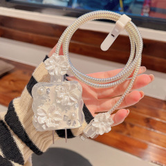 新款滴胶白花适用苹果13/14/15充电器保护套18w、20w数据线咬线器