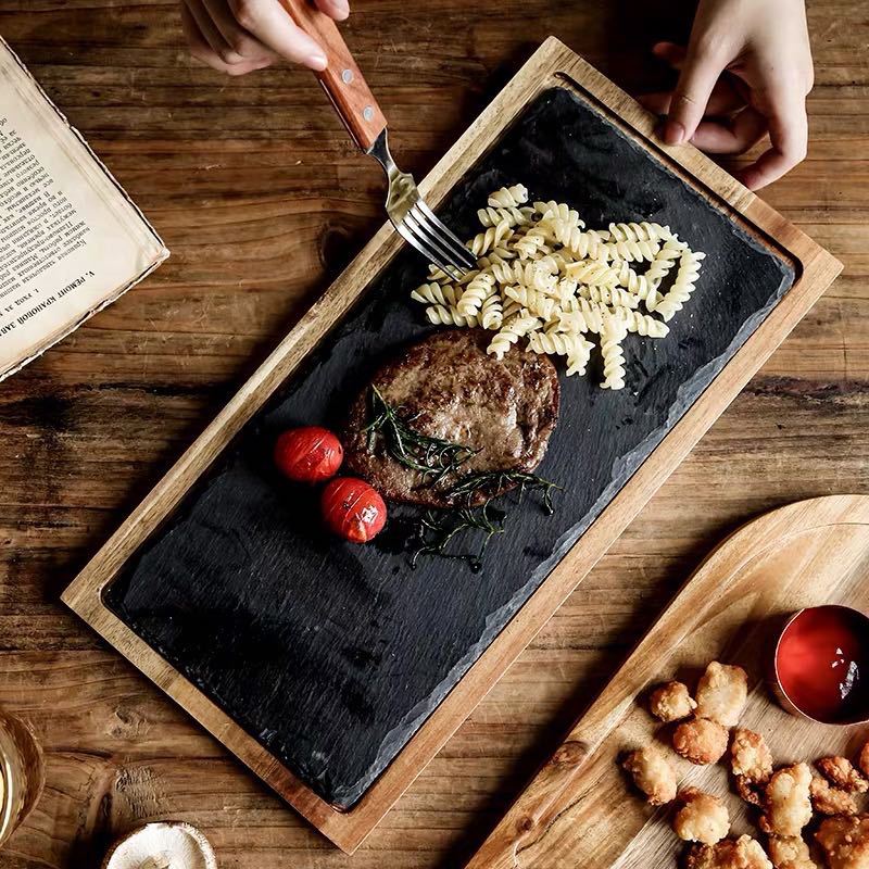 Nordic ins restaurante occidental comercial plato de carne roca Lovesick bandeja de madera postre merienda plato de sushi placemat