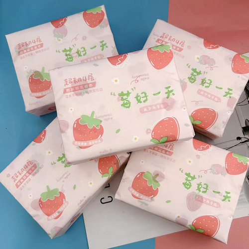 Printed tissue paper strawberry printed paper towel large pack of 300 sheets household tissue paper facial tissue toilet paper colorful napkins