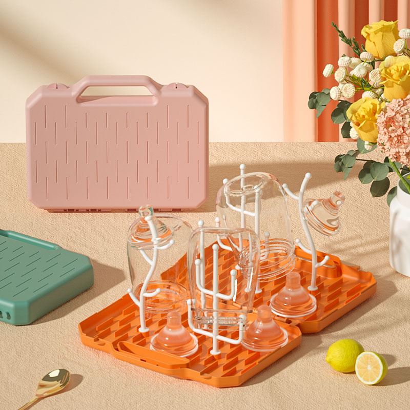 Botella de leche portátil rack de secado soporte de drenaje multifuncional taza de agua rack de secado chupeta rack de almacenamiento caja de almacenamiento portátil