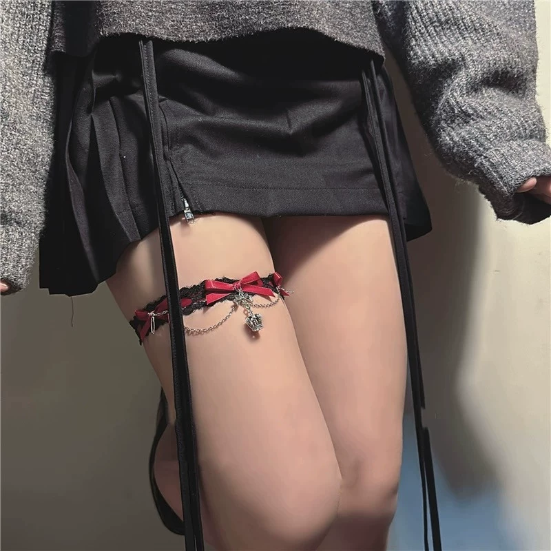 Темная принцесса оригинальная Лолита красная кружевная корона кружевные ножки кольцо готика сексуальная jk горячая девушка бант ножки цепи