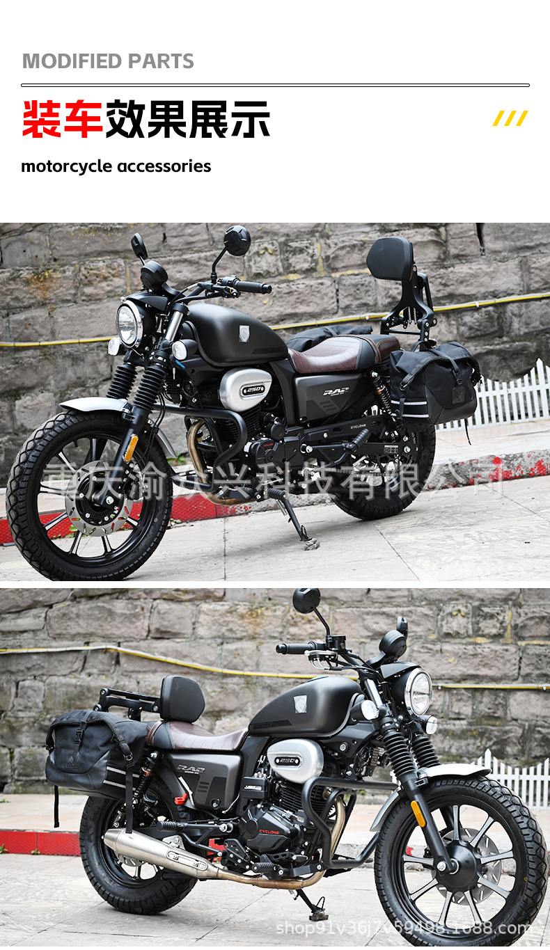 Folding Backrest For Cyclone RA2, Aluminum Alloy, Telescopic, Motorcycle