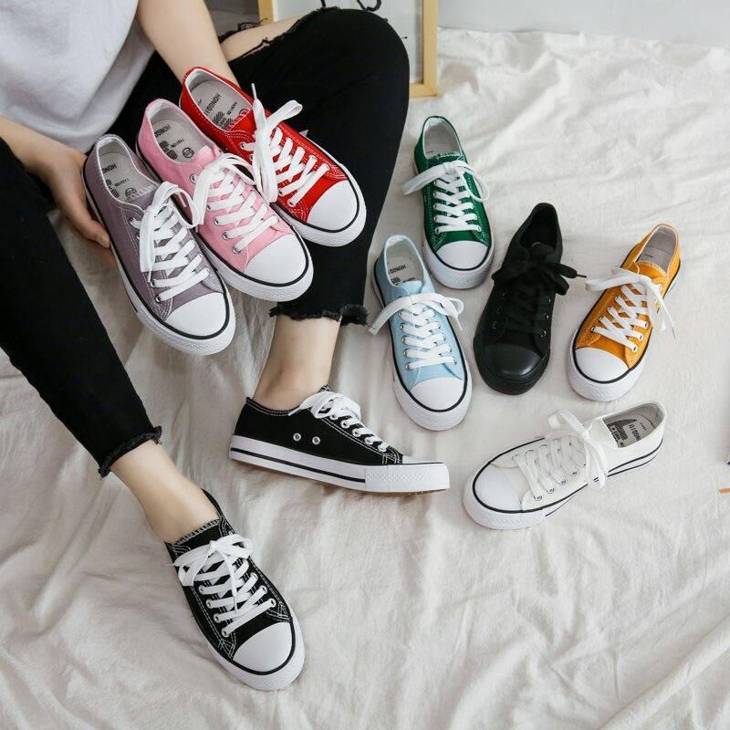 Canvas shoes for female students, Korean style casual flat sneakers, black and white Harajuku sports shoes, popular on Instagram, spring collection Canvas shoes for female students, Korean style casual flat sneakers, black and white Harajuku sports shoes, popular on Instagram, spring collection