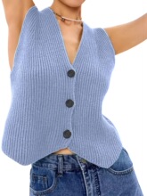 B 27433 V Neck Knit Vest Top ᘿ��������� ���R�d�羳�W