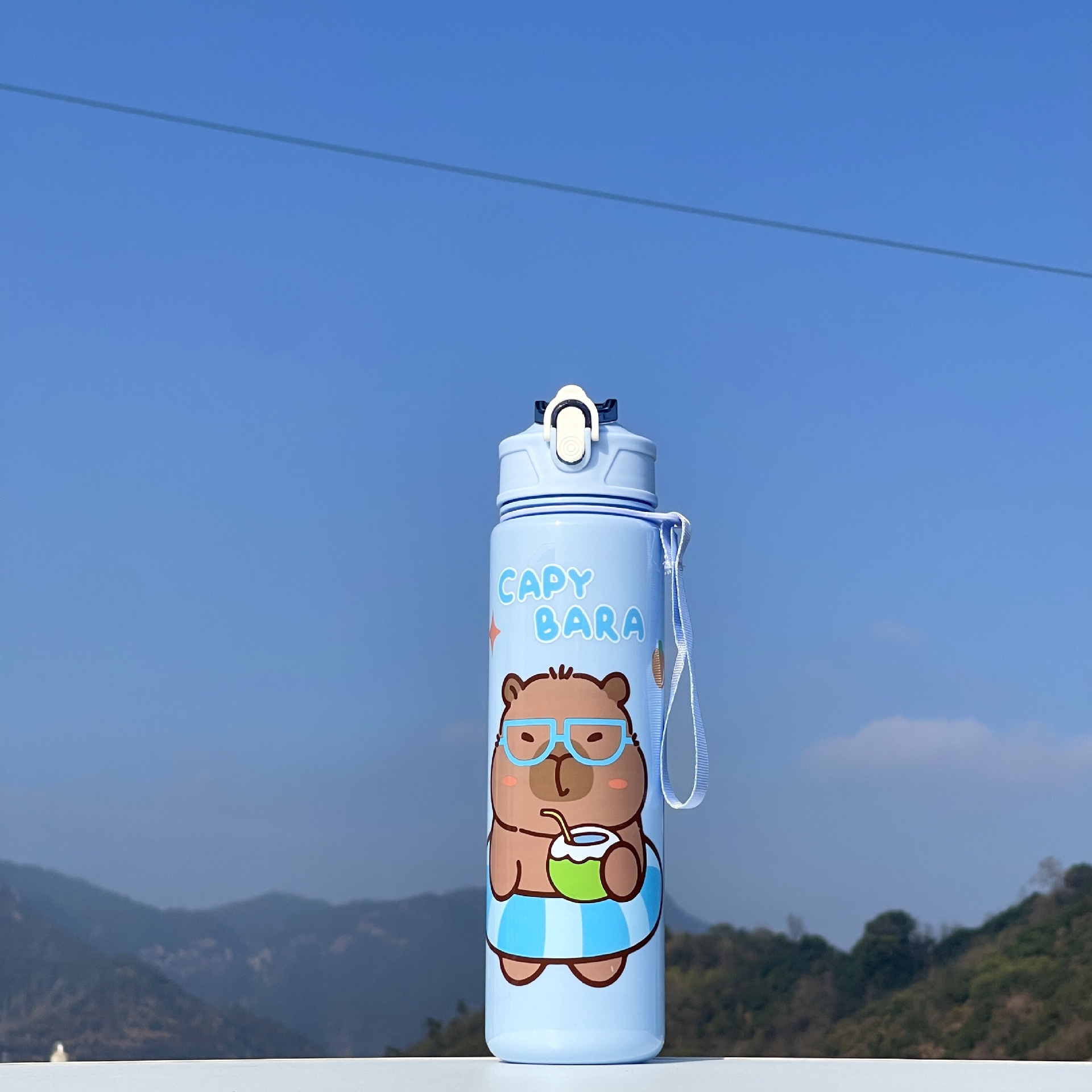 Taza de paja Kapi Barakatong con cierre Taza de mano Taza de plástico para deportes y fitness Taza de agua espacial para hombres y mujeres