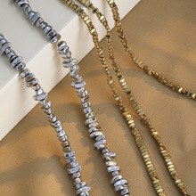 不规则碎石黑胆石电镀金银串珠散珠饰品diy配件隔珠隔片手链项链